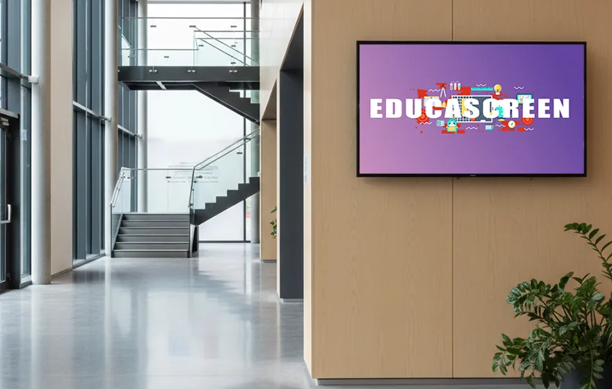Écran d'affichage dynamique EDUCASCREEN dans le hall d'un collège