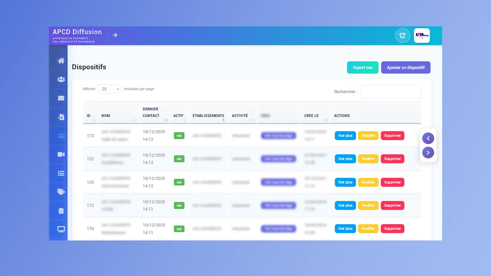 Interface de programmation EDUCASCREEN sur ordinateur